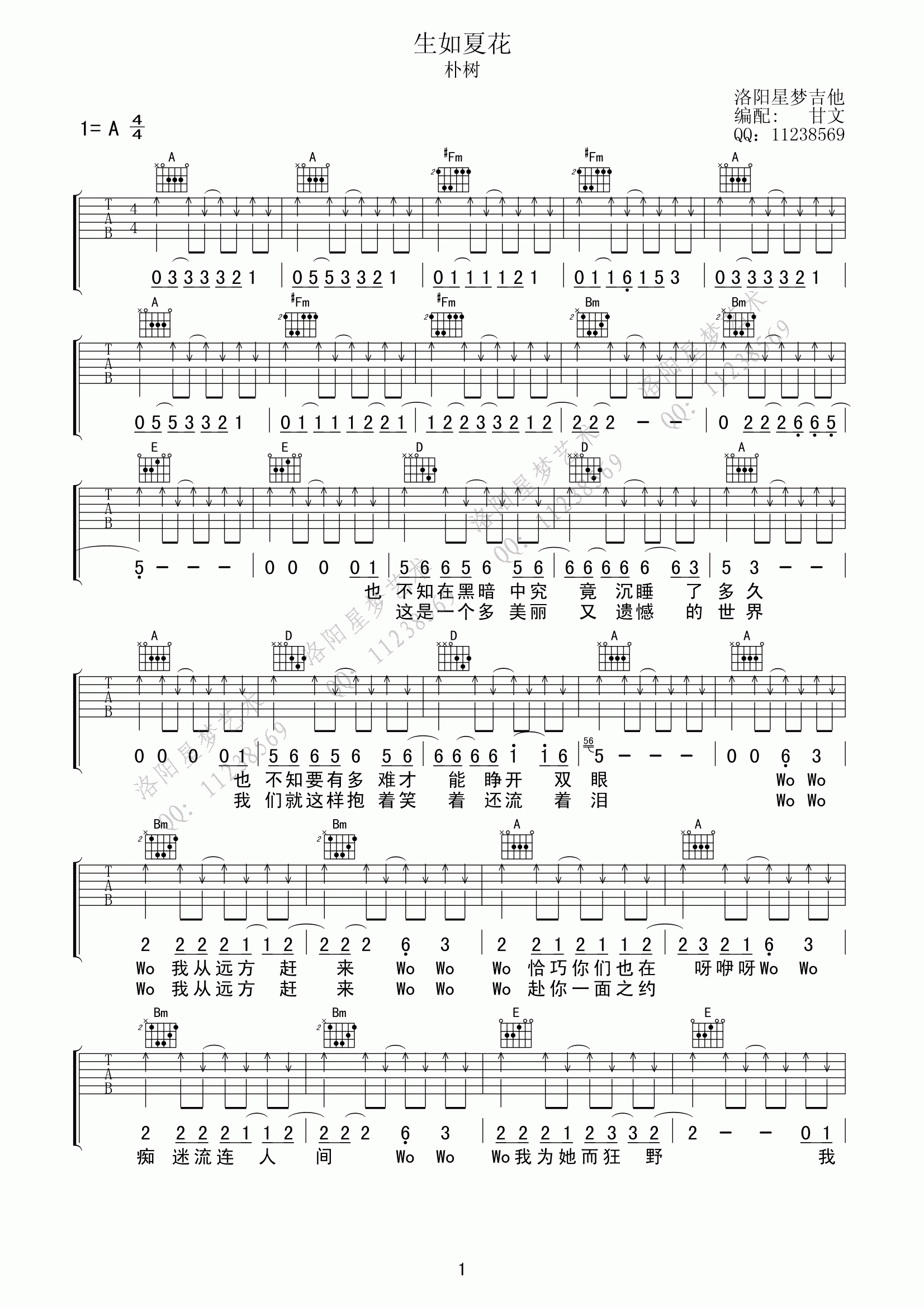 生如夏花吉他谱1