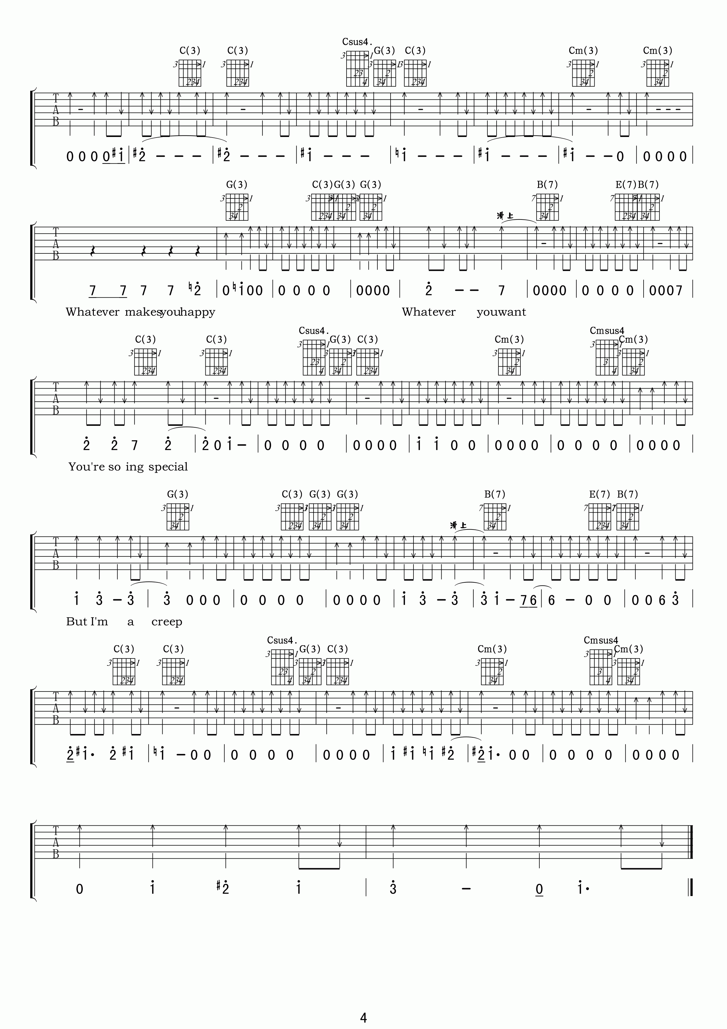 Creep吉他谱4