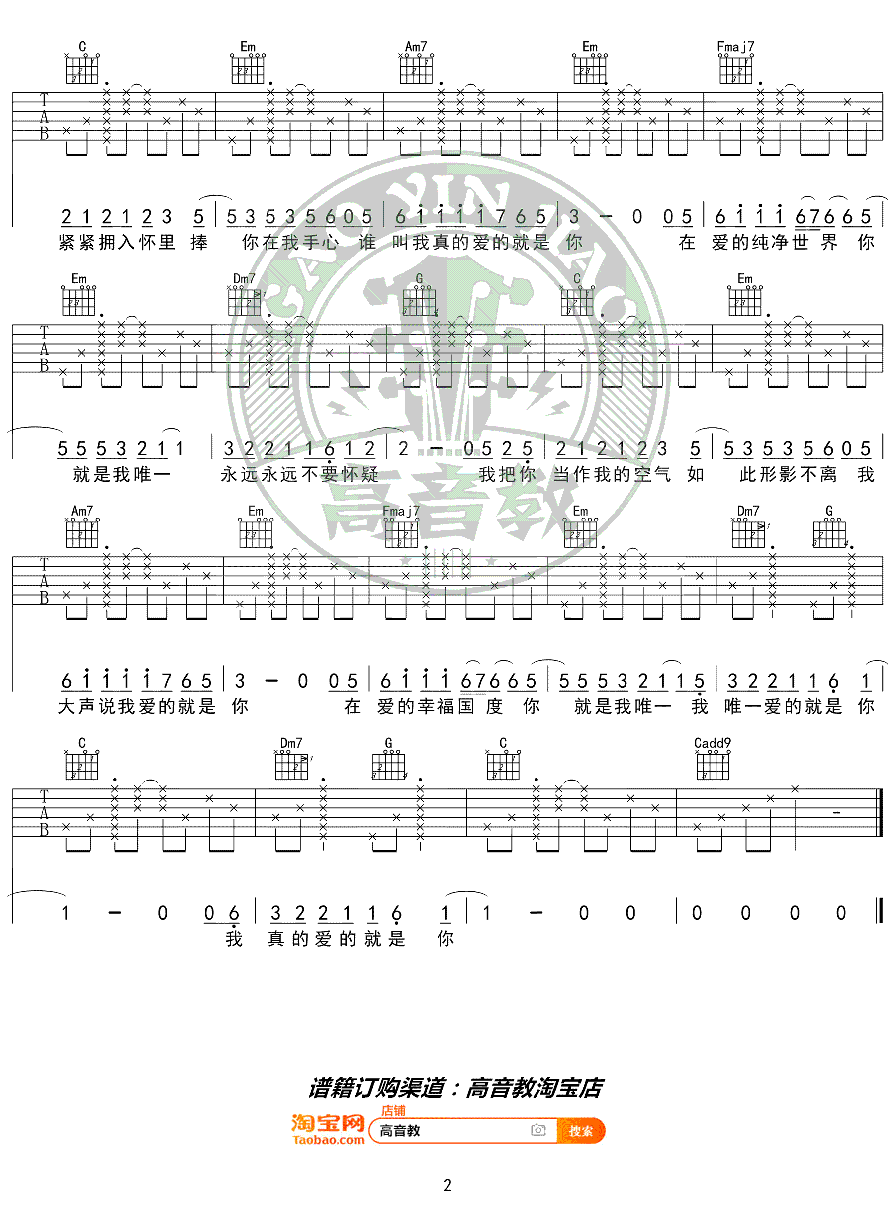 爱的就是你吉他谱2