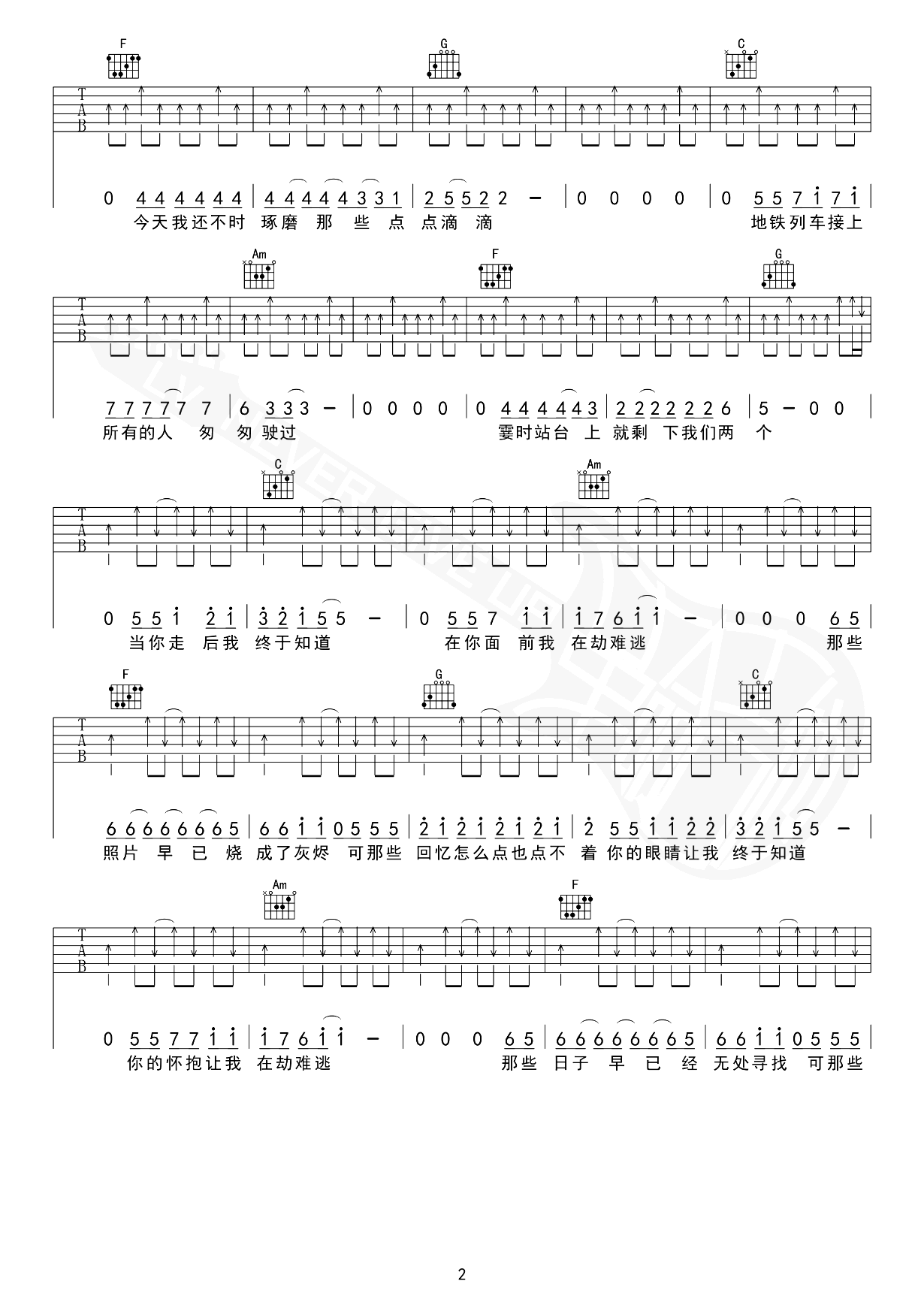 老狼 在劫难逃吉他谱-2