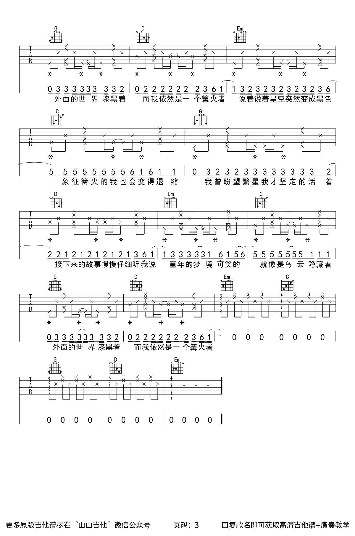 Zyboy忠宇 妈妈的话吉他谱3